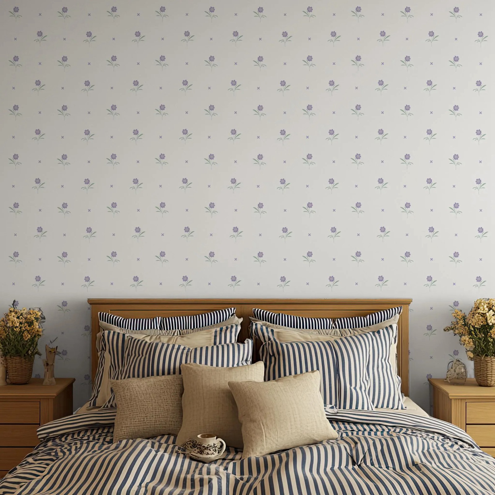 Herbal Wallpaper - Lekka, kwiatowa, botaniczna, minimalistyczna tapeta samoprzylepna,
