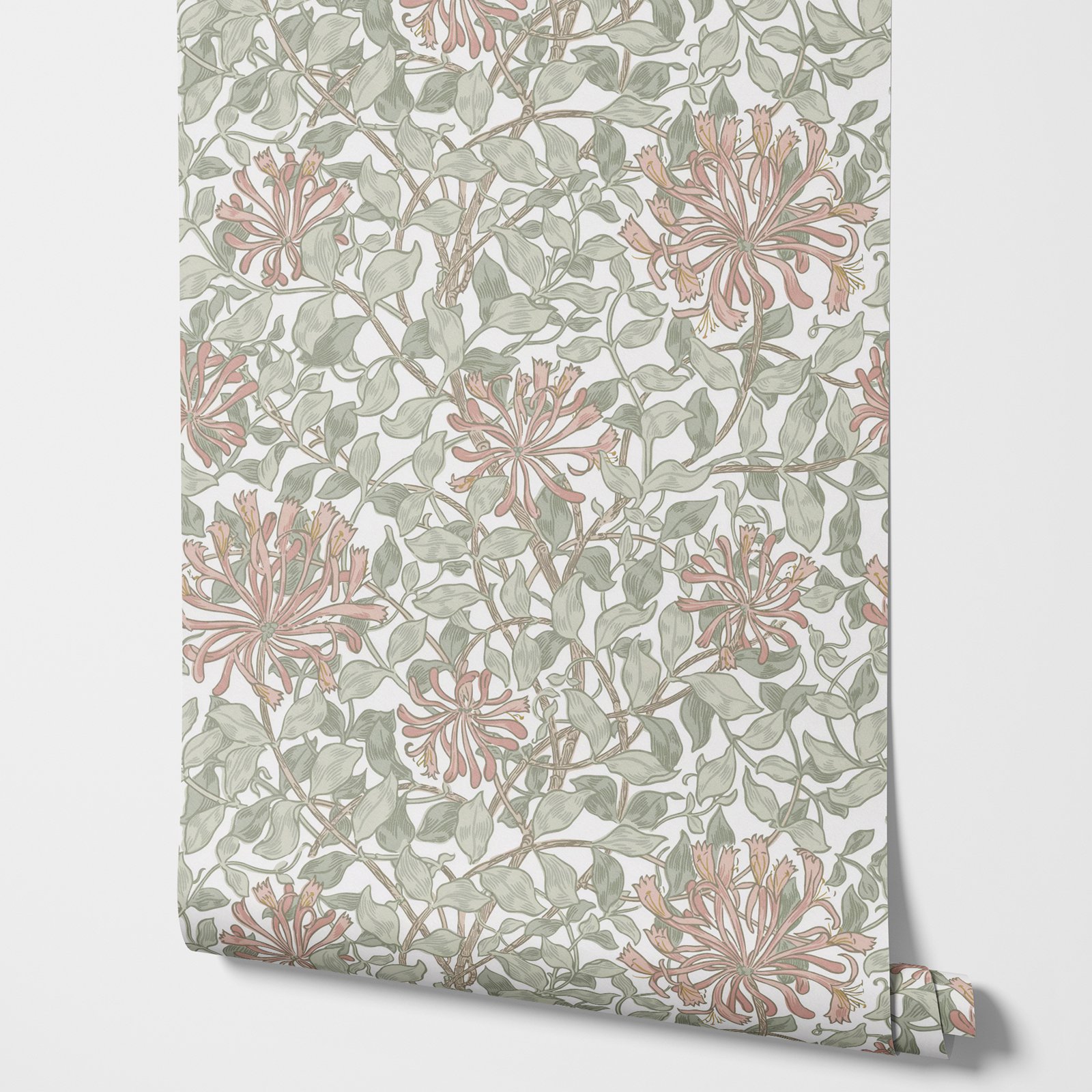 Herbal Wallpaper - Tapeta William Morris Honeysuckle Maytime, flizelina