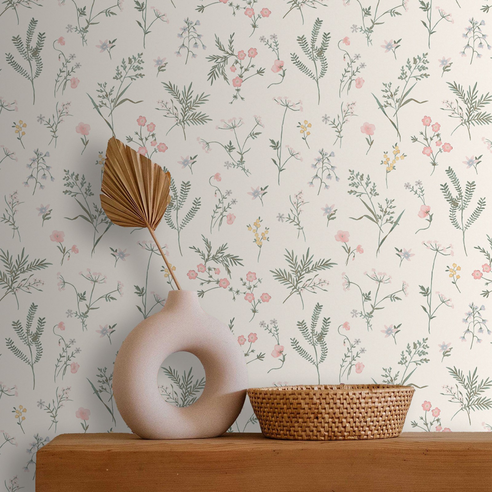 Herbal Wallpaper - Tapeta Crosswell Coral Pink Botanical Plant,