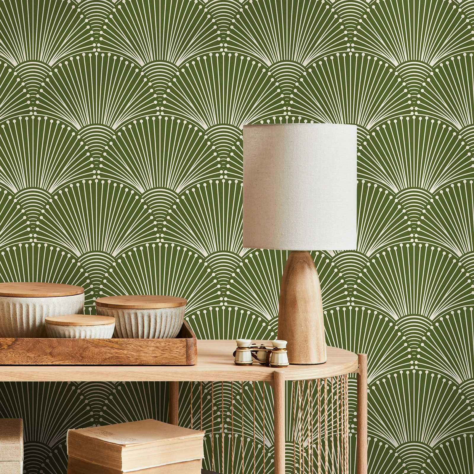 Herbal Wallpaper - Zielona nowoczesna tapeta z palmami, samoprzylepna,