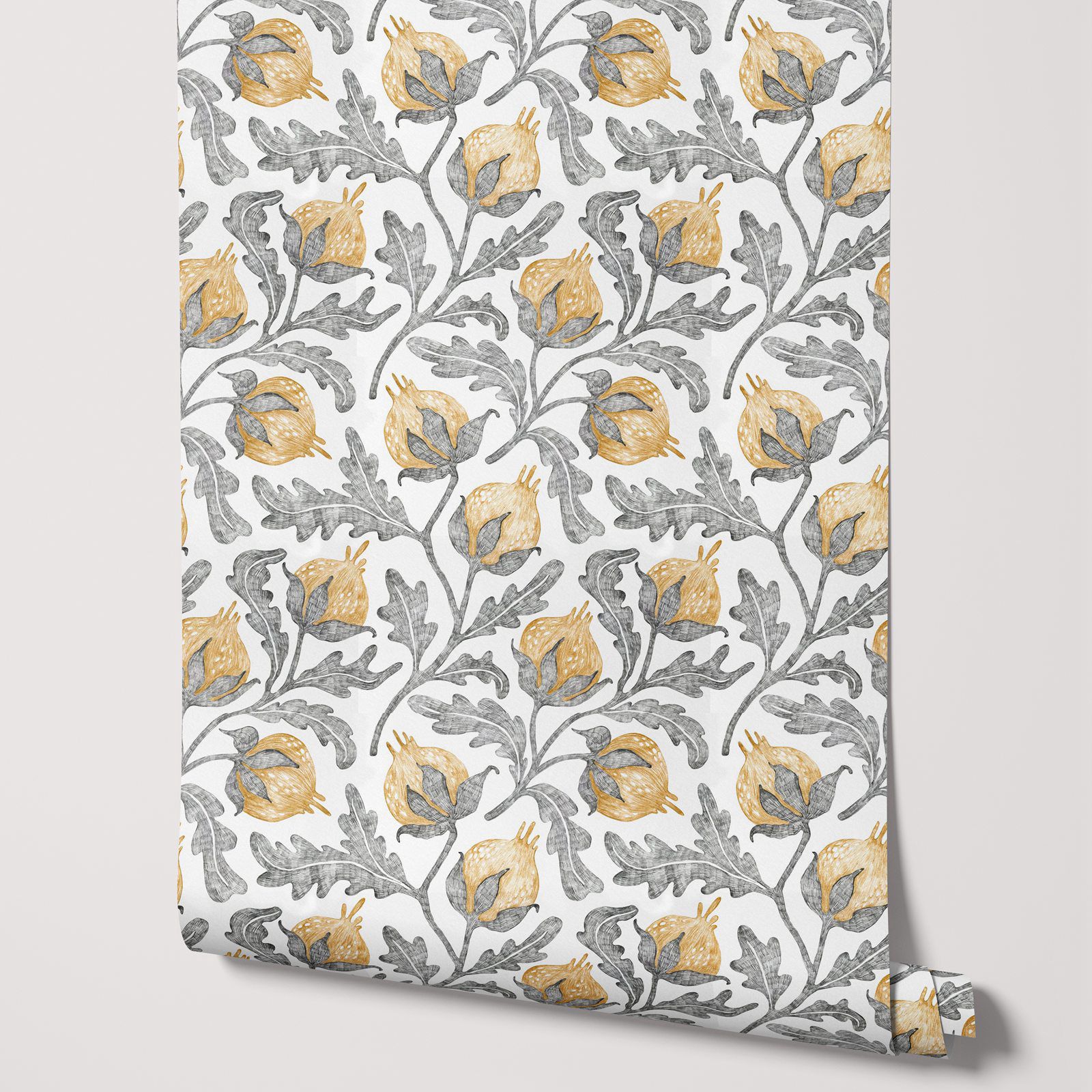 Żółta tapeta w kwiaty, samoprz – Herbal Wallpaper recenzja i cena