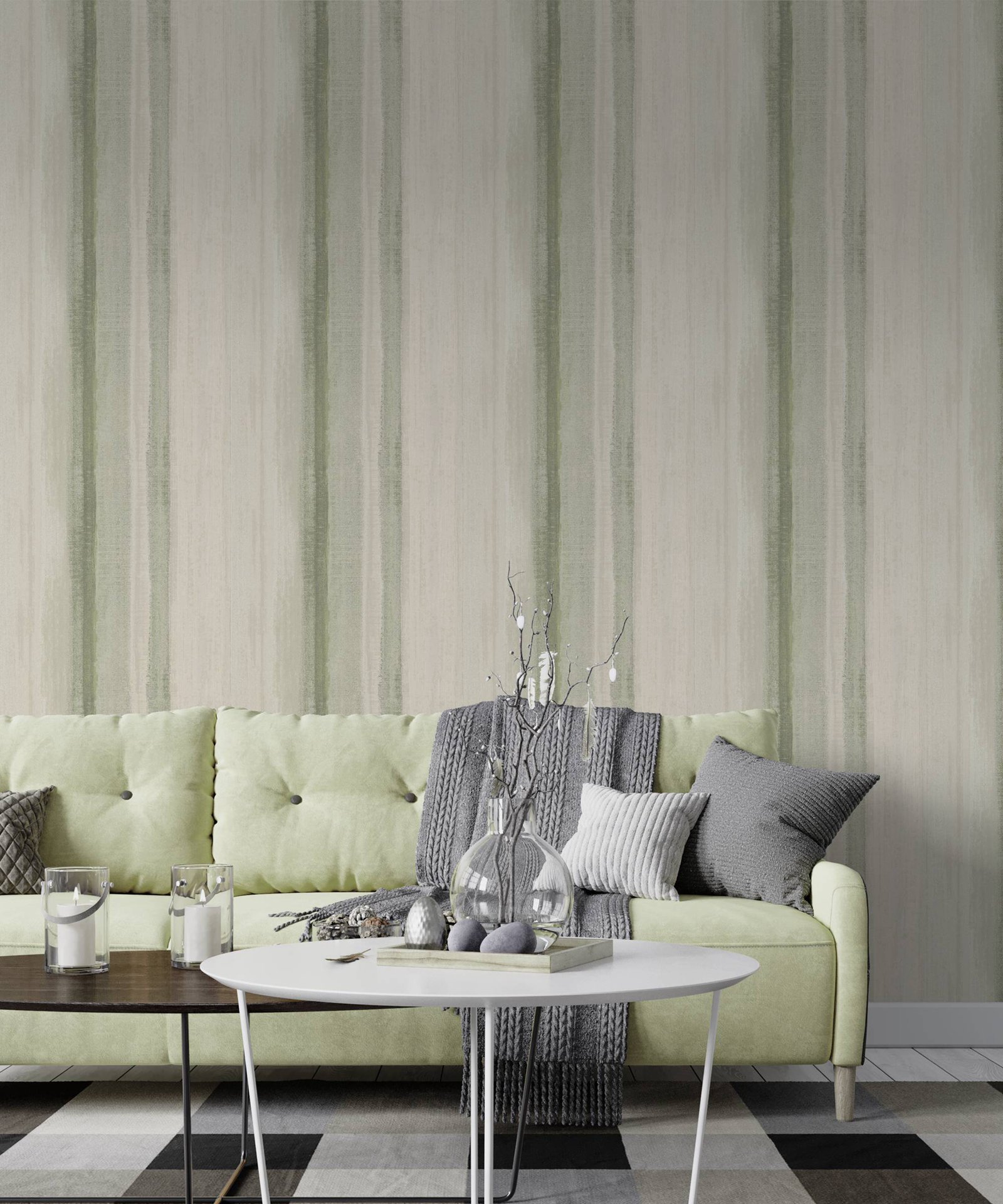 Tapeta w zielone paski, tapeta – Herbal Wallpaper recenzja i cena