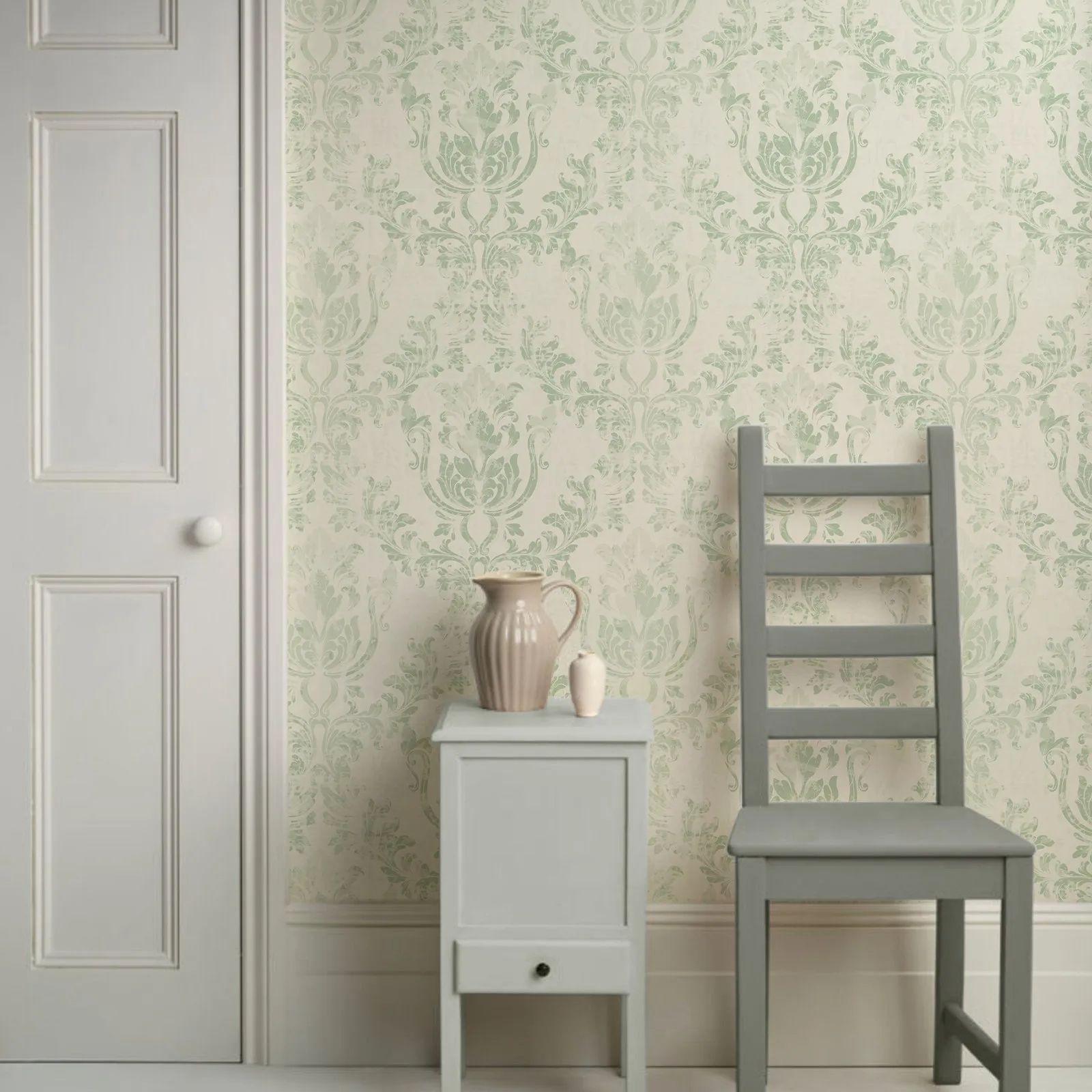 Vintage Green Damask Wallpaper – Herbal Wallpaper recenzja i cena