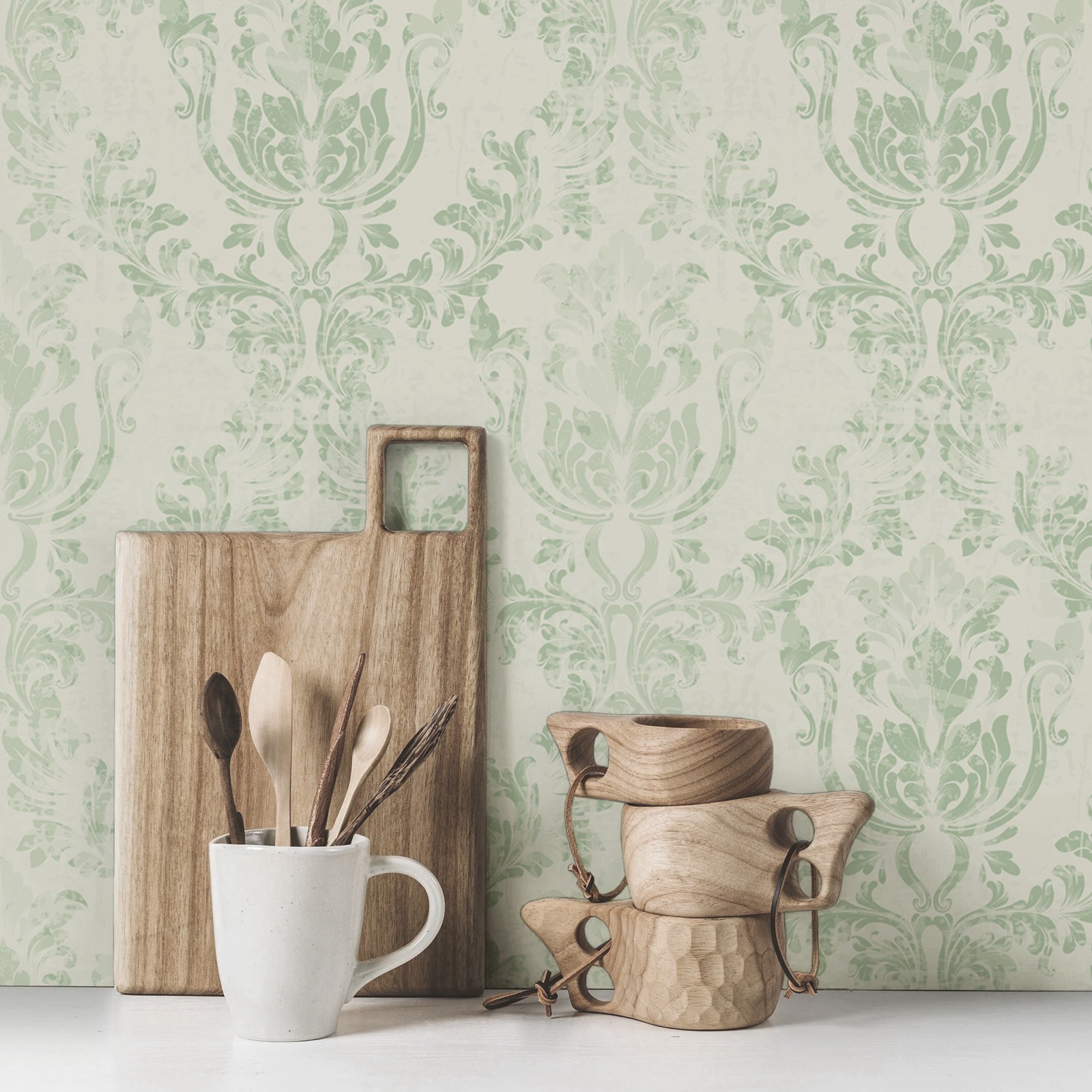 Vintage Green Damask Wallpaper – Herbal Wallpaper recenzja i cena