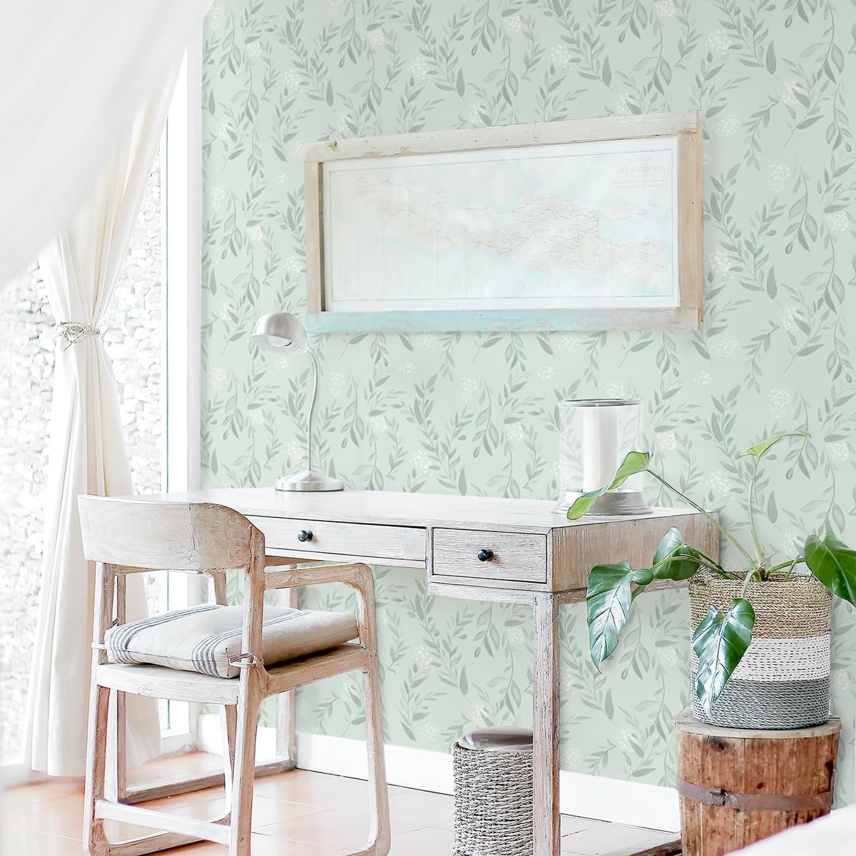 Sage Green Leaf Peel and Stick – Herbal Wallpaper recenzja i cena